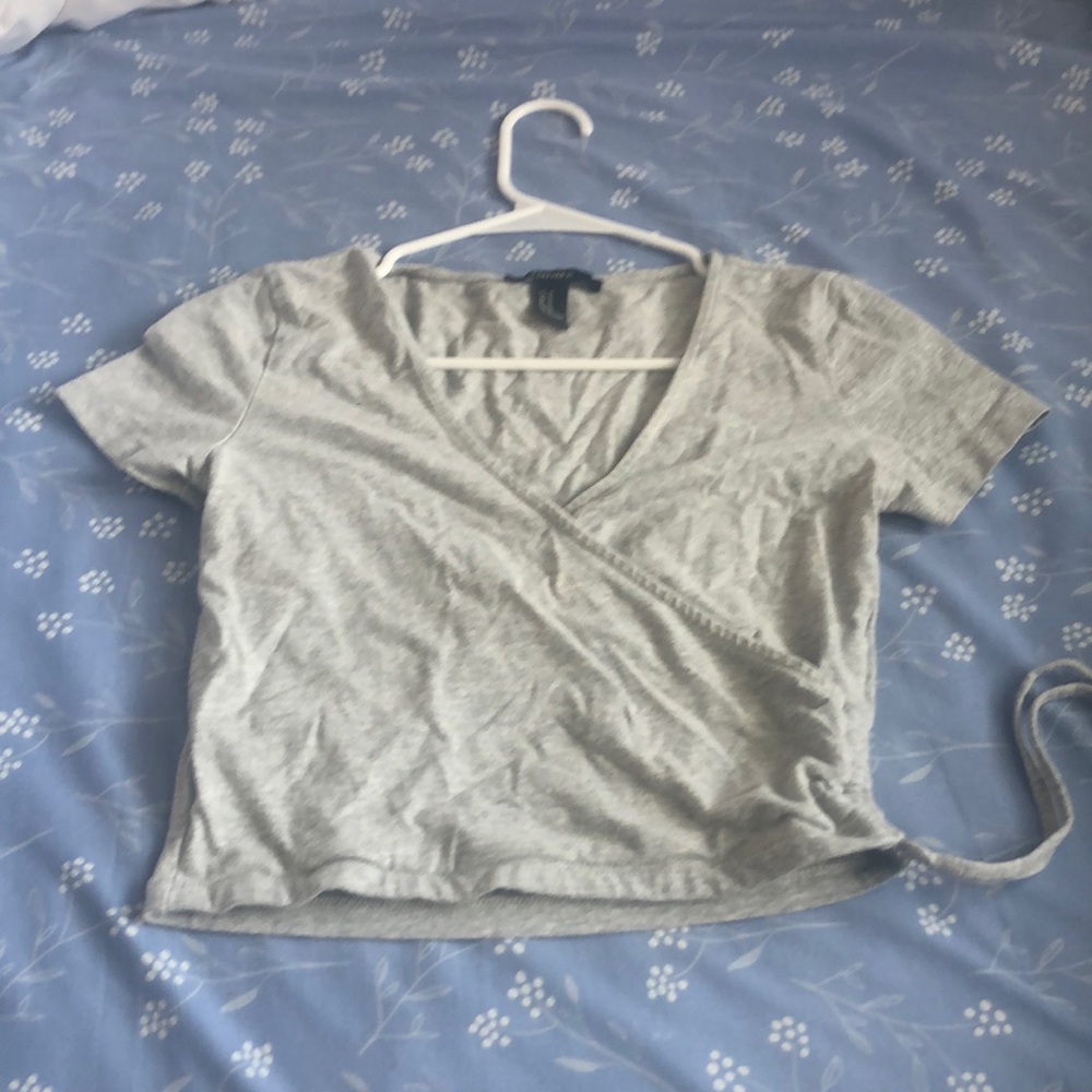 Grey wrap crop top
